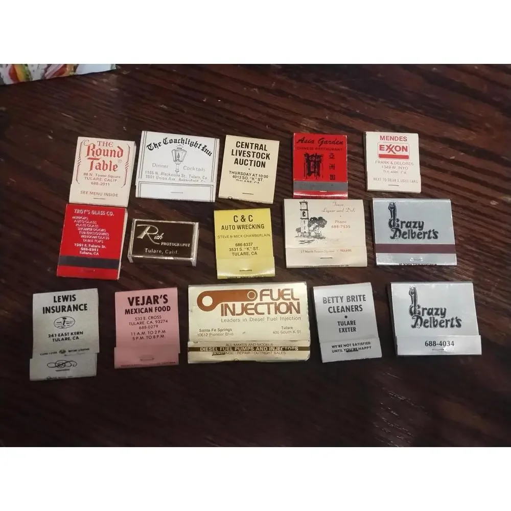 Vintage matchbooks from Tulare California businesses